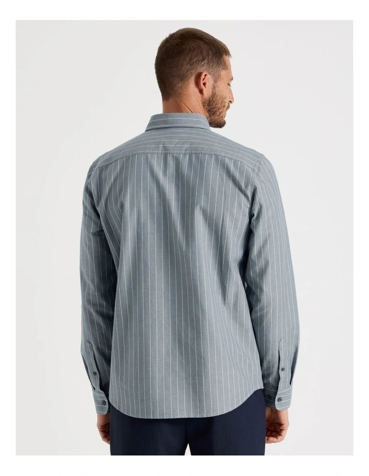 Long Sleeve Striped Oxford Shirt in Midnight image 6