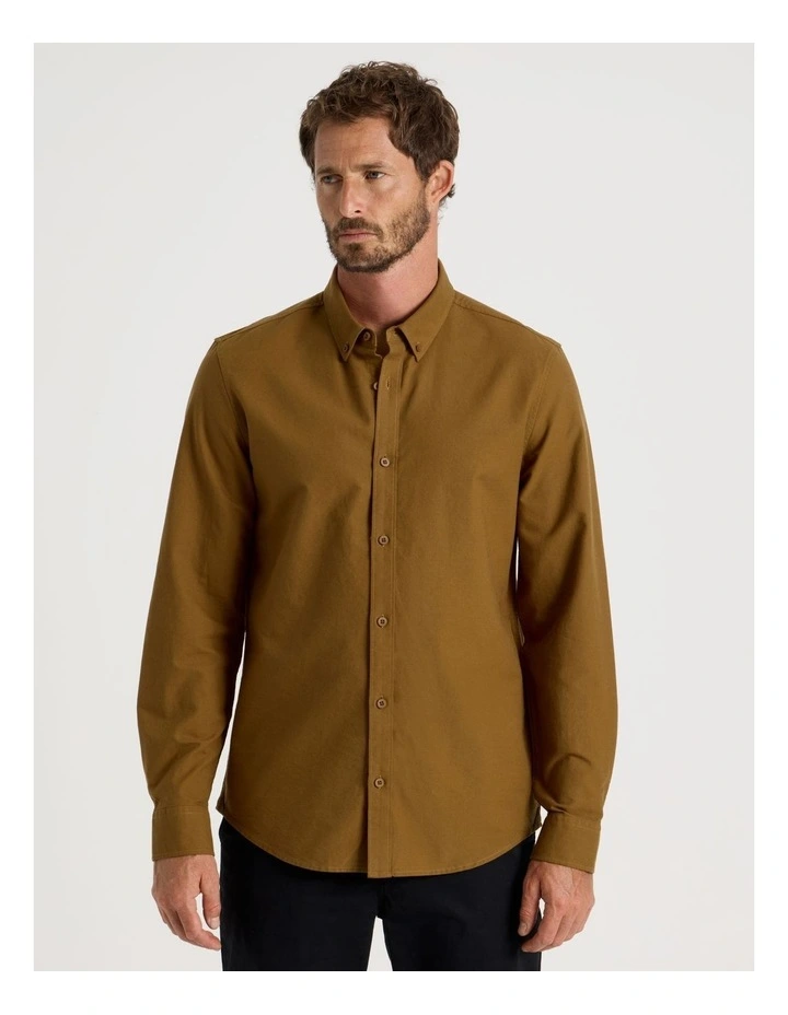 Long Sleeve Oxford Shirt in Caramel image 1