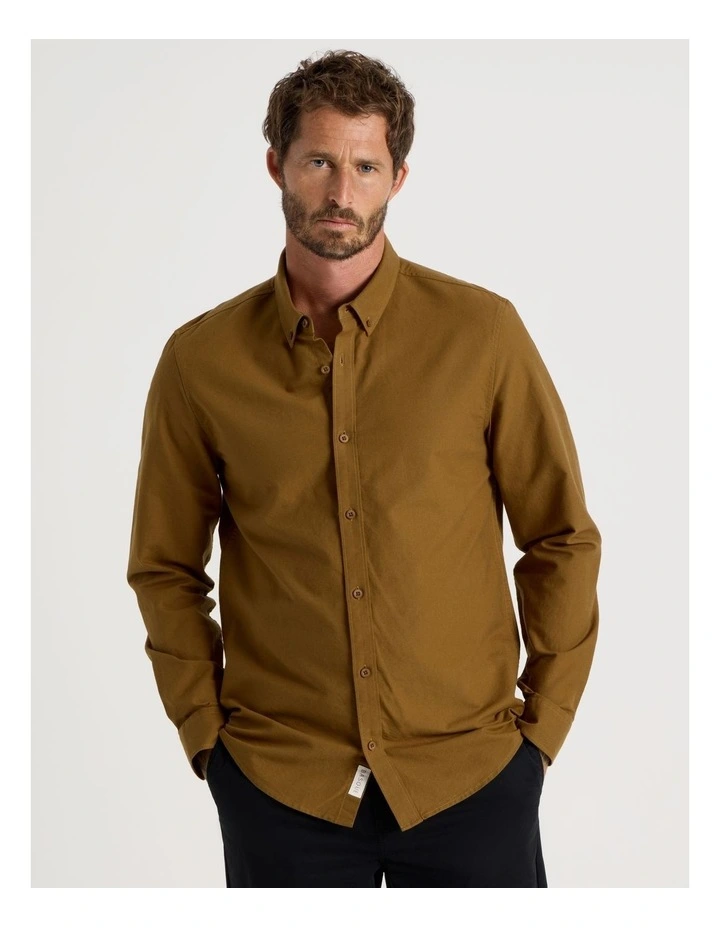 Long Sleeve Oxford Shirt in Caramel image 4