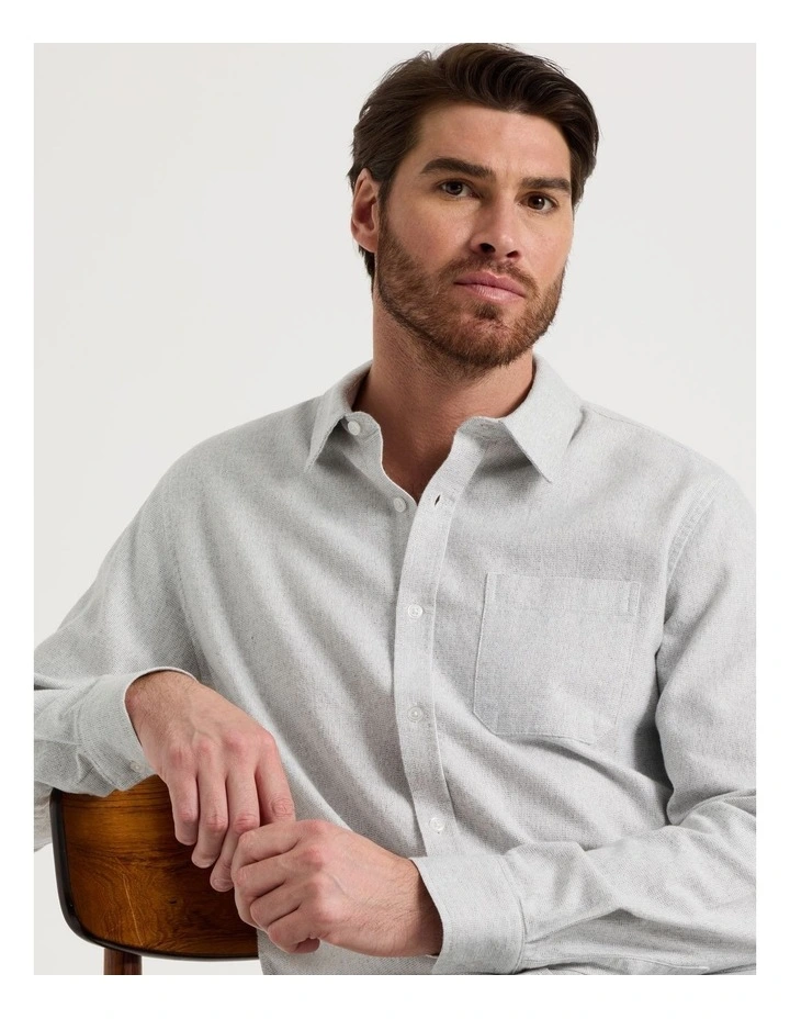 Printed Brushed Cotton Shirt in Sand image 1