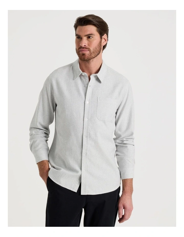 Printed Brushed Cotton Shirt in Sand image 2