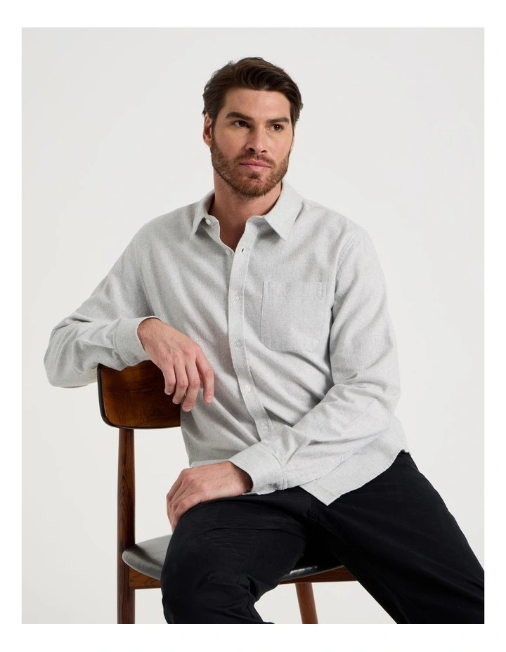 Printed Brushed Cotton Shirt in Sand image 3