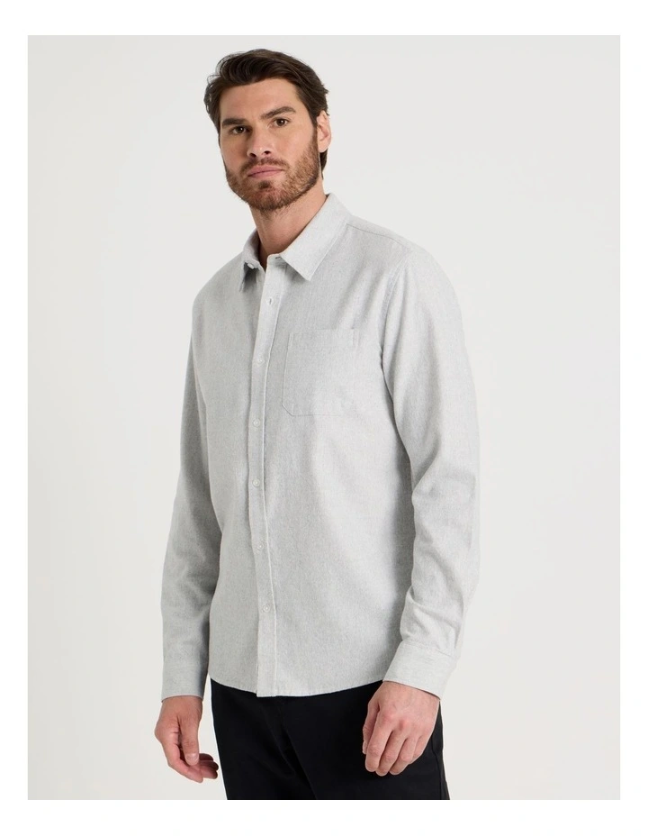 Printed Brushed Cotton Shirt in Sand image 5