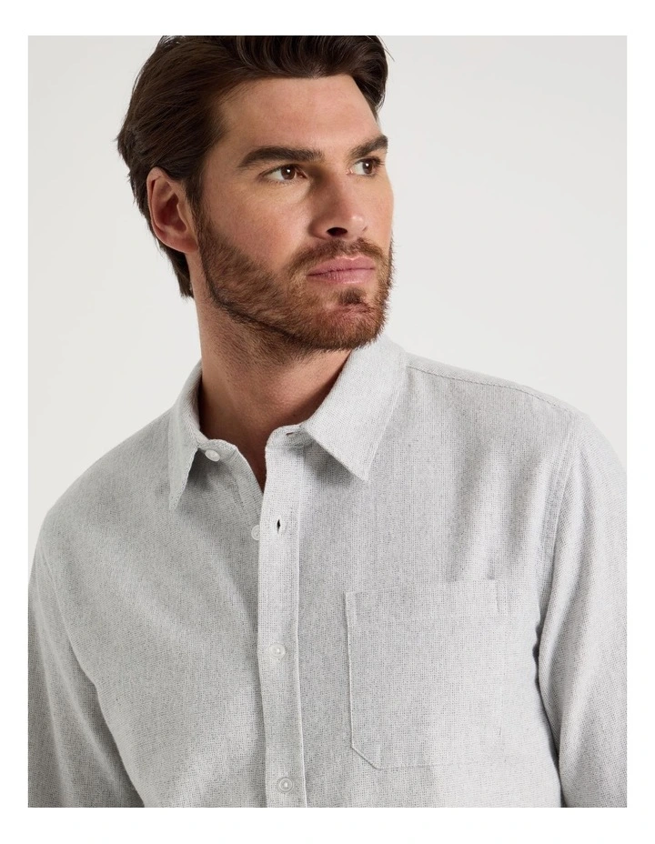 Printed Brushed Cotton Shirt in Sand image 7