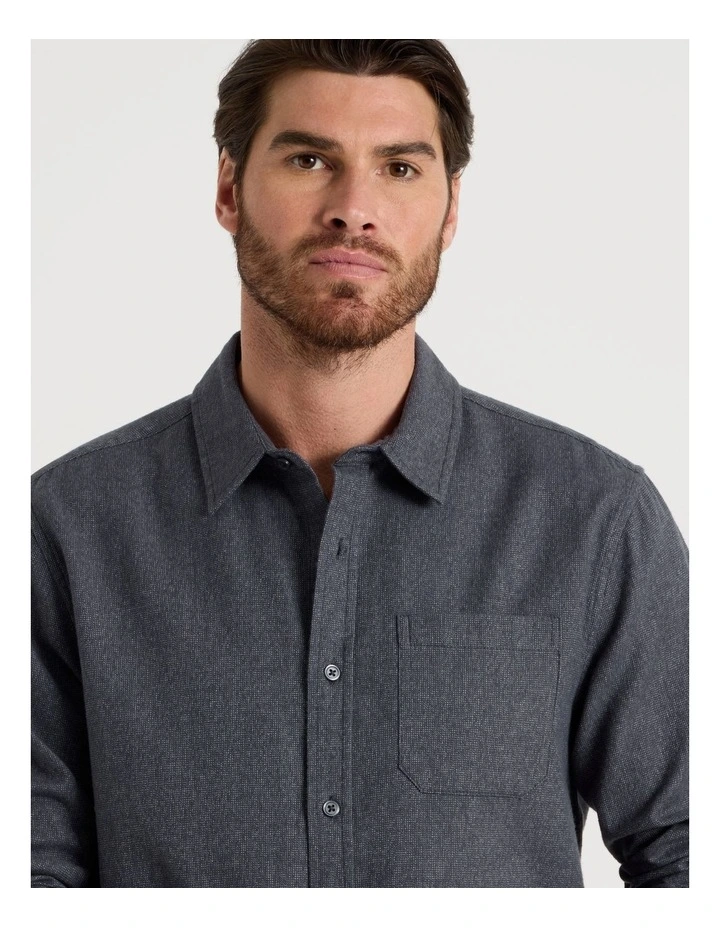 Printed Brushed Cotton Shirt in Grey image 3