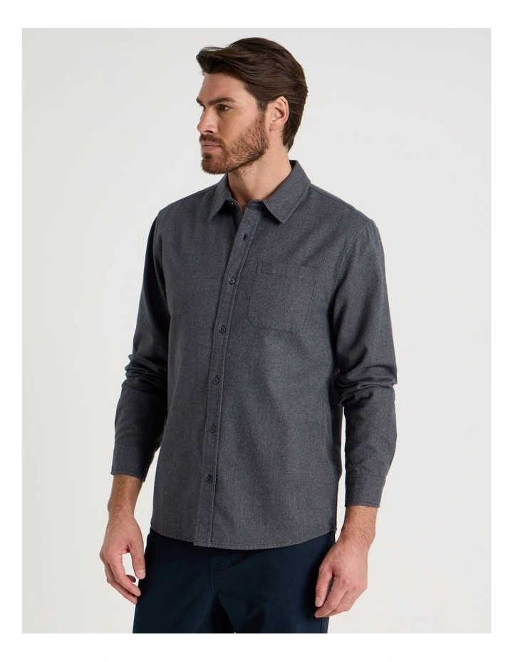 Printed Brushed Cotton Shirt in Grey image 4