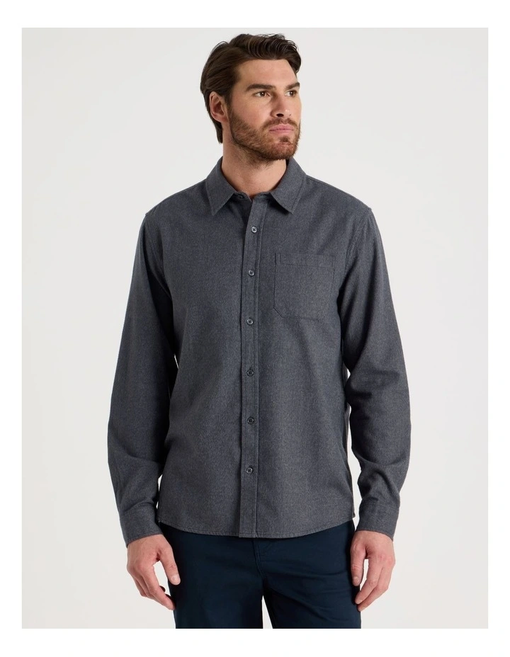 Printed Brushed Cotton Shirt in Grey image 5