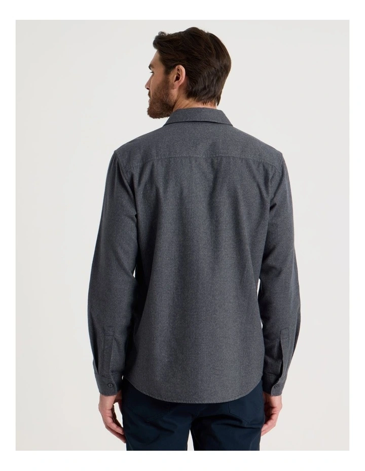 Printed Brushed Cotton Shirt in Grey image 6