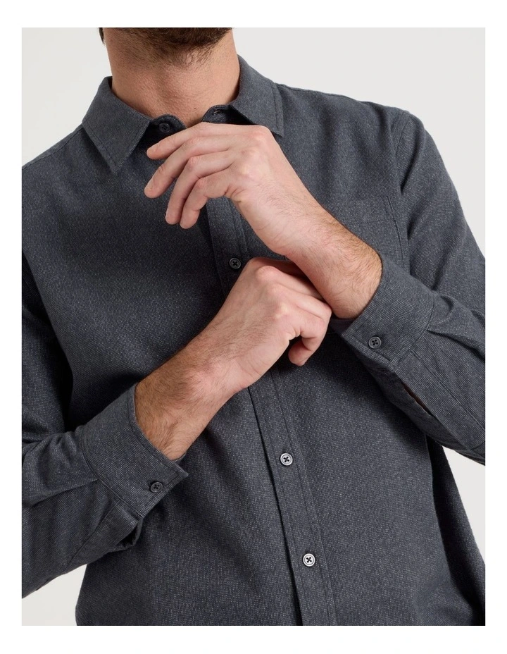 Printed Brushed Cotton Shirt in Grey image 7