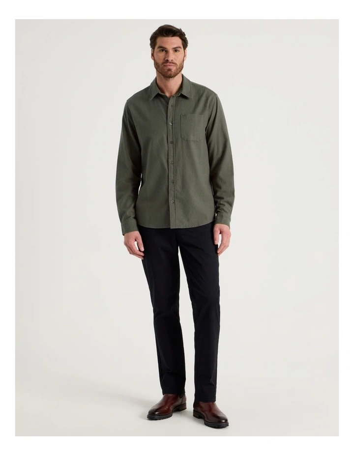 Printed Brushed Cotton Shirt in Olive image 2