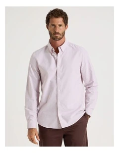 Long Sleeve Oxford Shirt in Pink