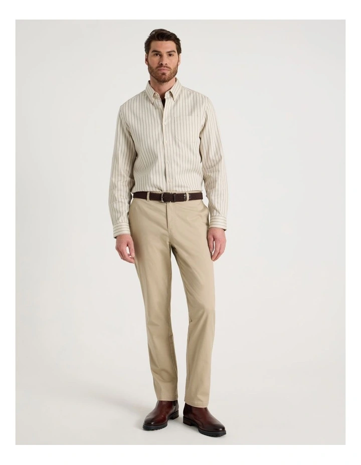 Viscose Cotton Ticking Stripe Shirt in Sand image 4