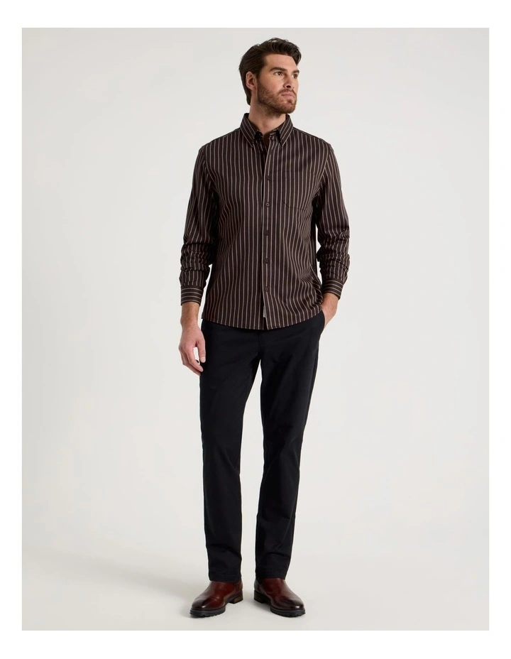 Viscose Cotton Ticking Stripe Shirt in Brown image 4