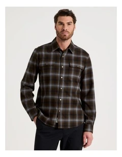 Brushed Cotton Check Shirt in Blue