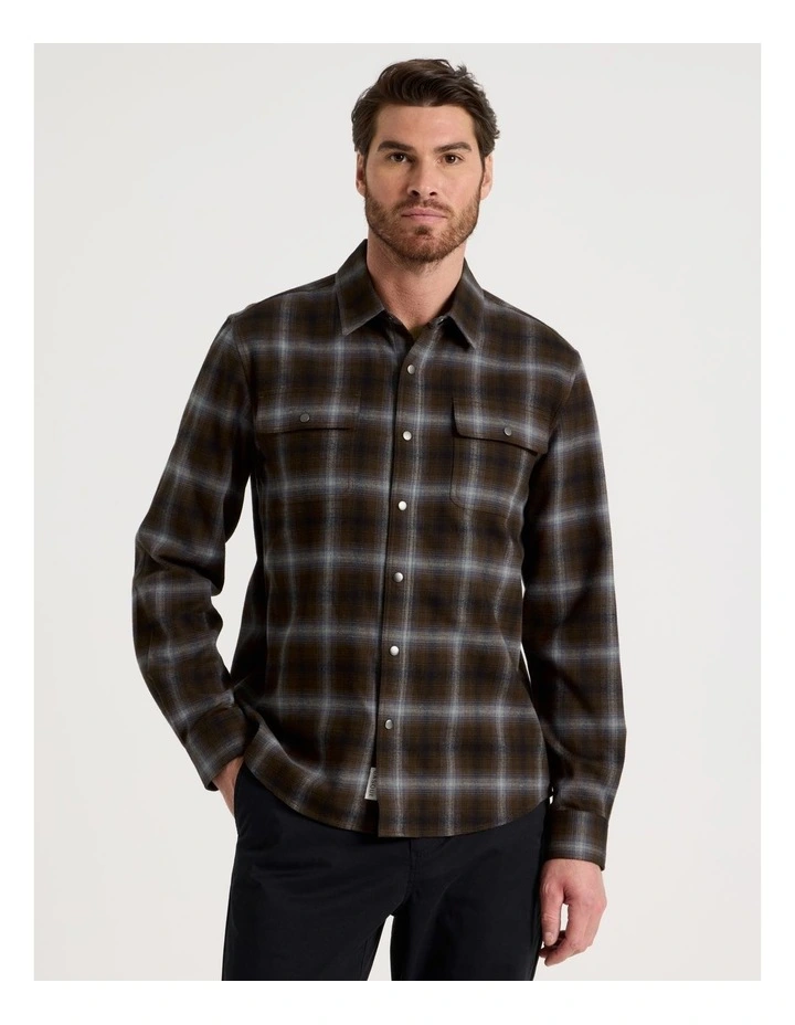 Brushed Cotton Check Shirt in Blue image 1