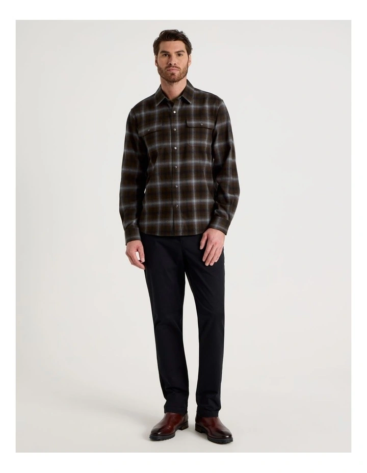 Brushed Cotton Check Shirt in Blue image 4