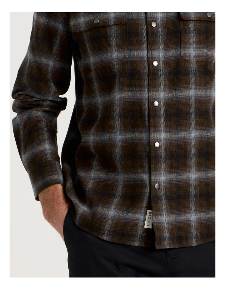 Brushed Cotton Check Shirt in Blue image 7