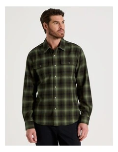 Brushed Cotton Check Shirt in Green
