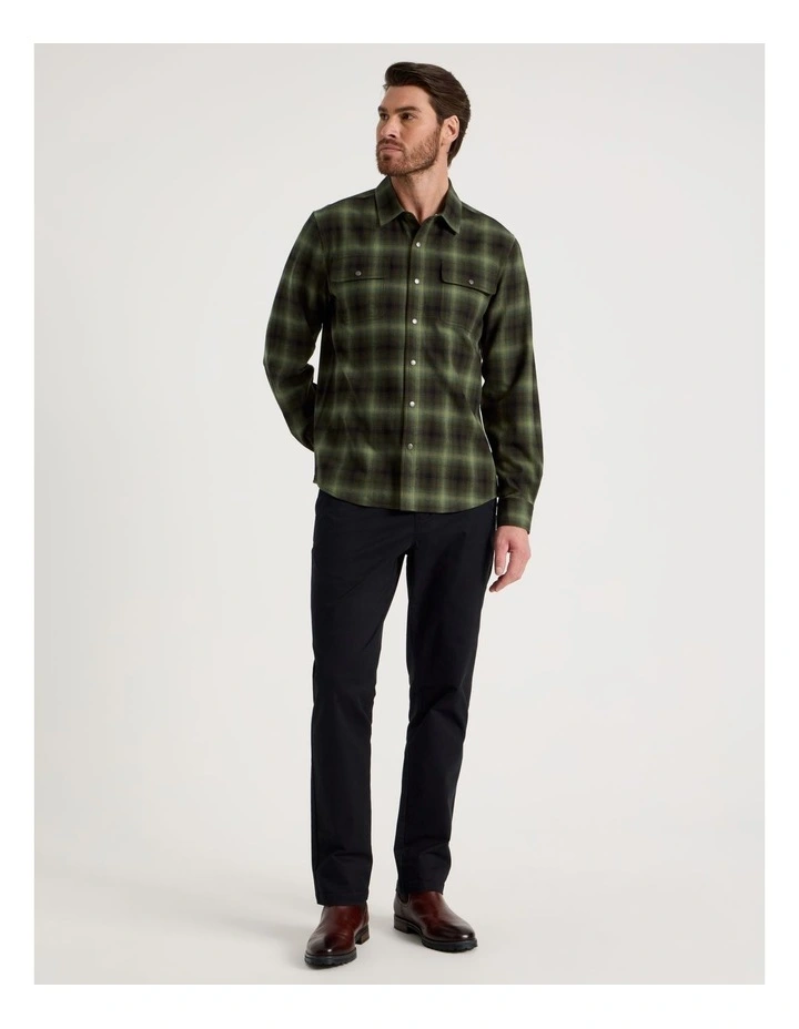 Brushed Cotton Check Shirt in Green image 2