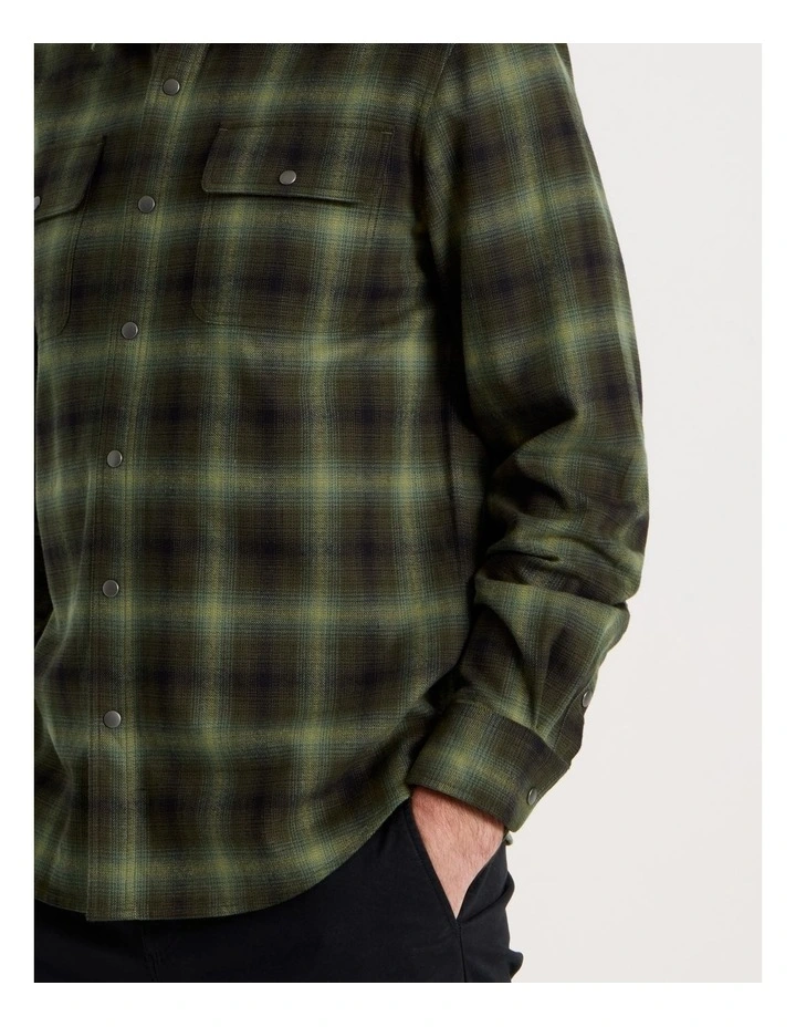 Brushed Cotton Check Shirt in Green image 7