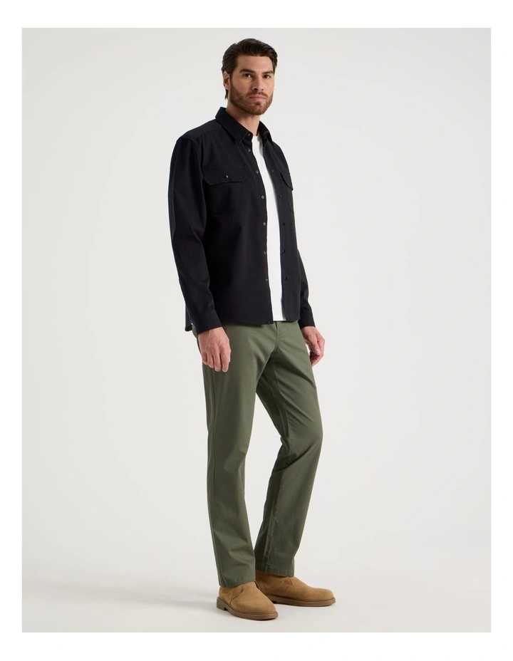 Drill Overshirt With Stud Buttons in Black image 2