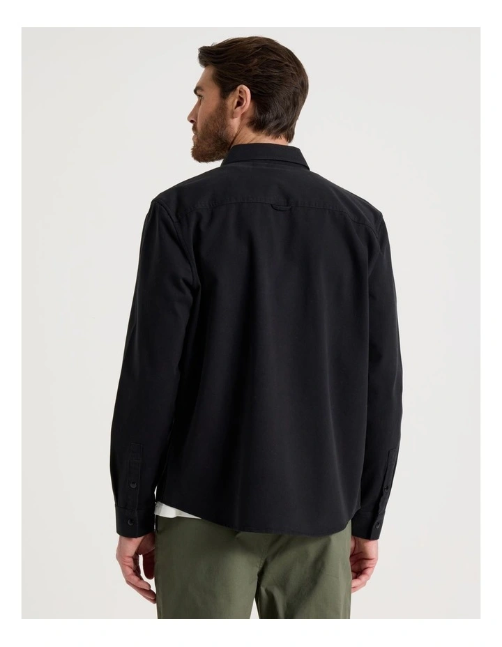 Drill Overshirt With Stud Buttons in Black image 6
