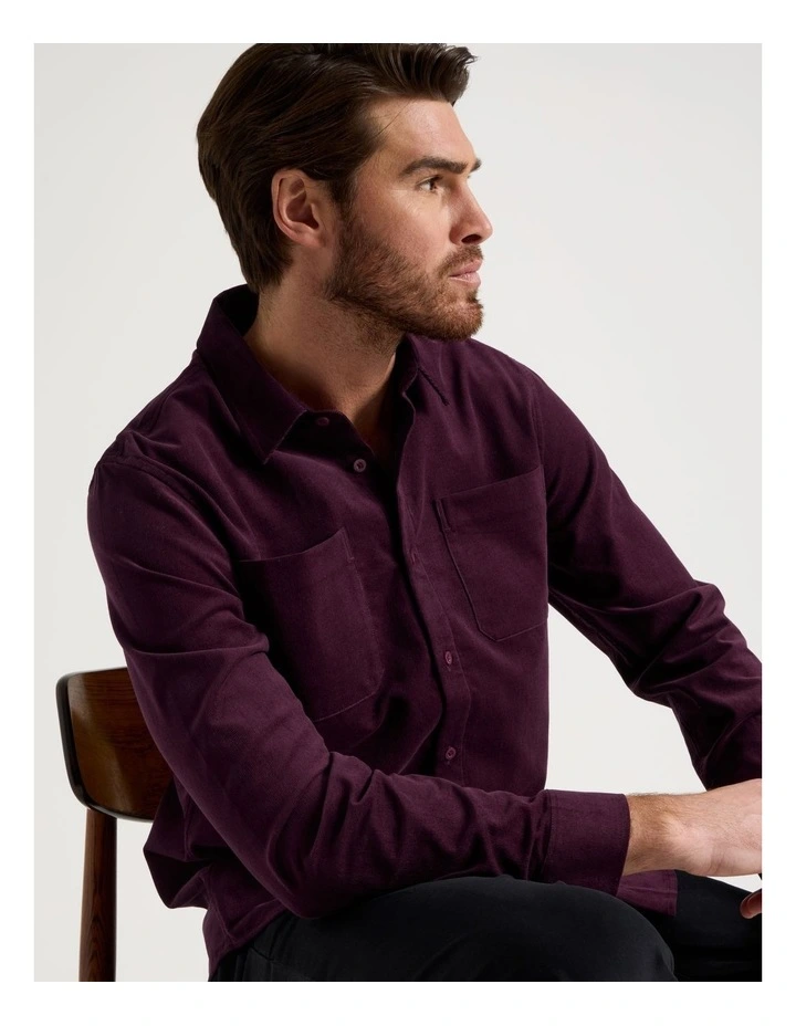 Corduroy Shirt in Cherry image 2