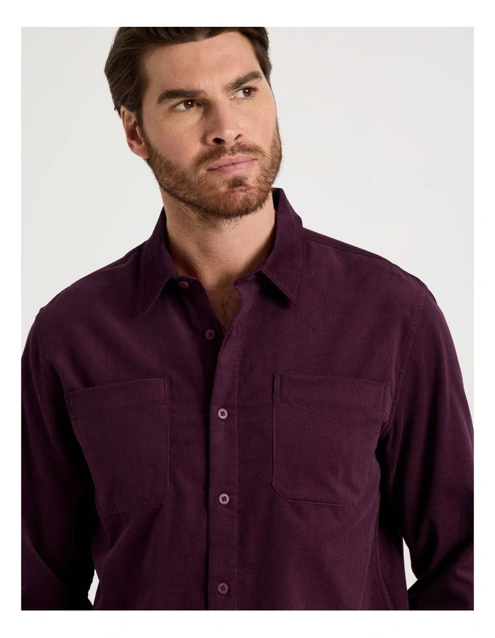 Corduroy Shirt in Cherry image 3