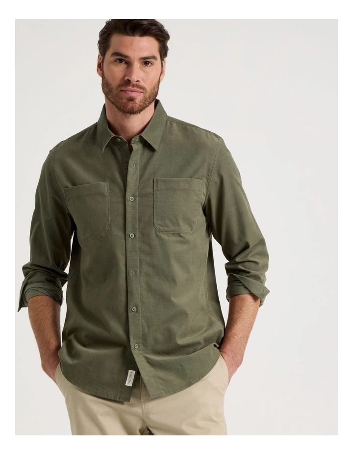 Corduroy Shirt in Olive image 1