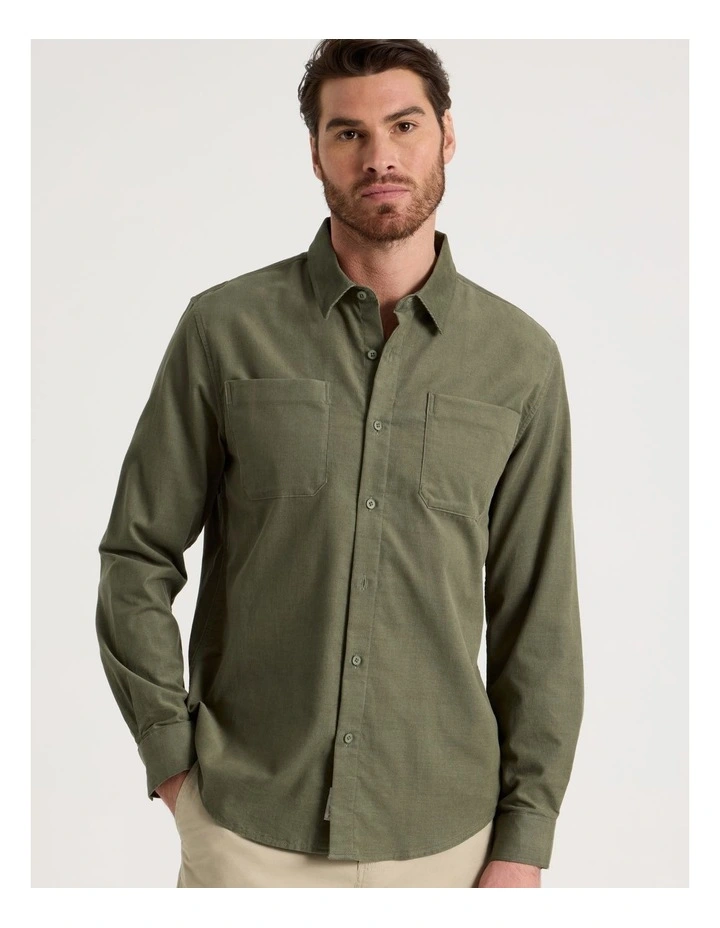 Corduroy Shirt in Olive image 3