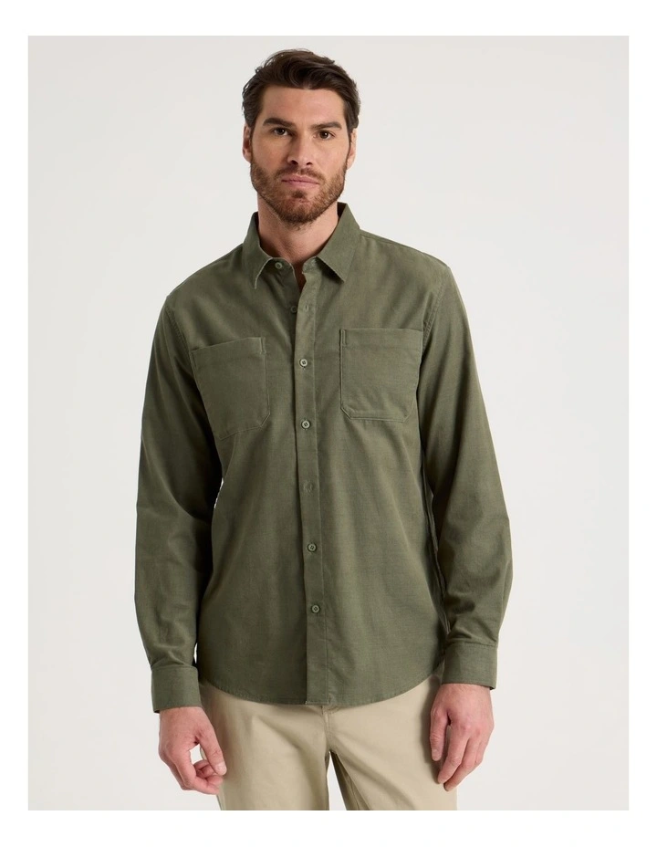 Corduroy Shirt in Olive image 5
