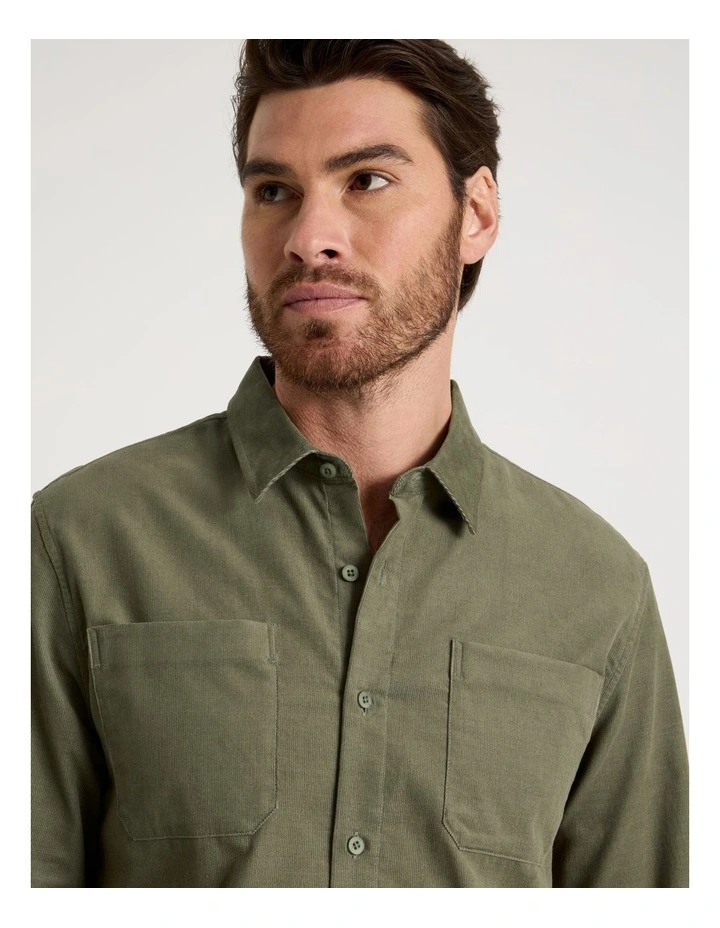 Corduroy Shirt in Olive image 7