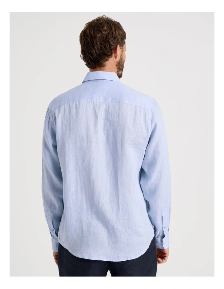 Long Sleeve Linen Shirt in Blue image 6