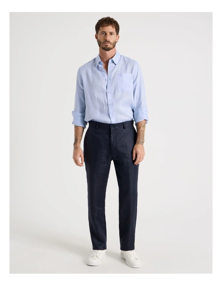 Long Sleeve Linen Shirt in Blue image 7