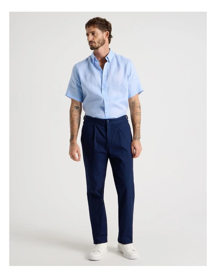 Short Sleeve Linen Shirt in Blue image 3
