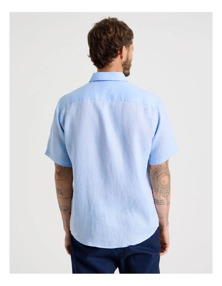 Short Sleeve Linen Shirt in Blue image 6