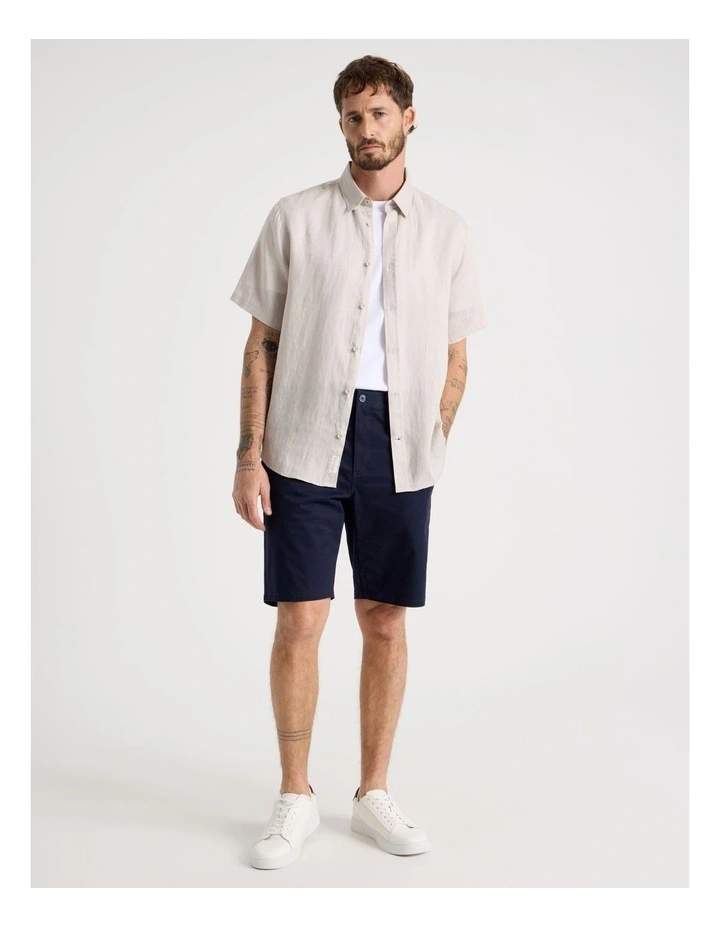 Short Sleeve Linen Shirt in Silver Grey image 4