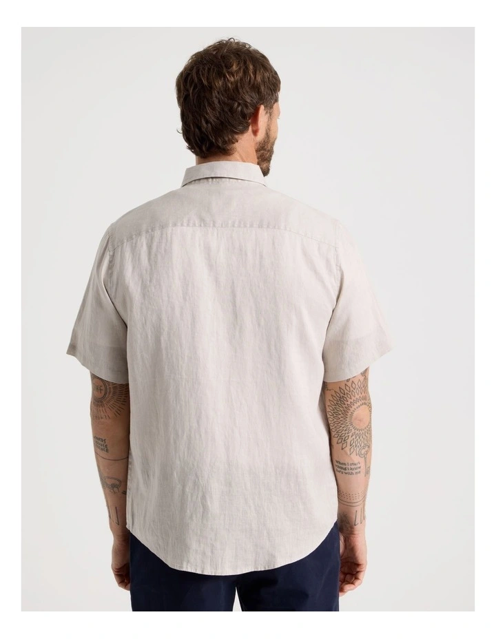 Short Sleeve Linen Shirt in Silver Grey image 6