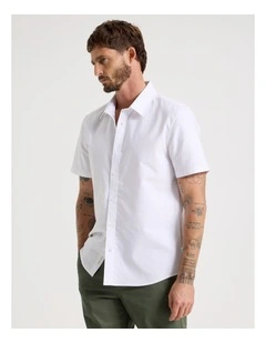 Oxford Cotton Short Sleeve Shirt in White