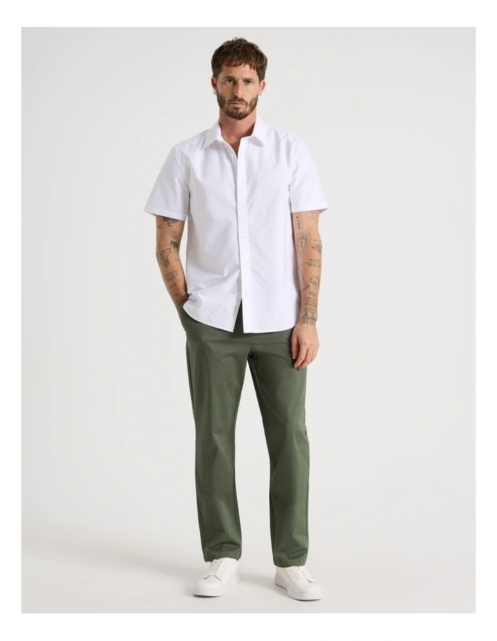 Oxford Cotton Short Sleeve Shirt in White image 4