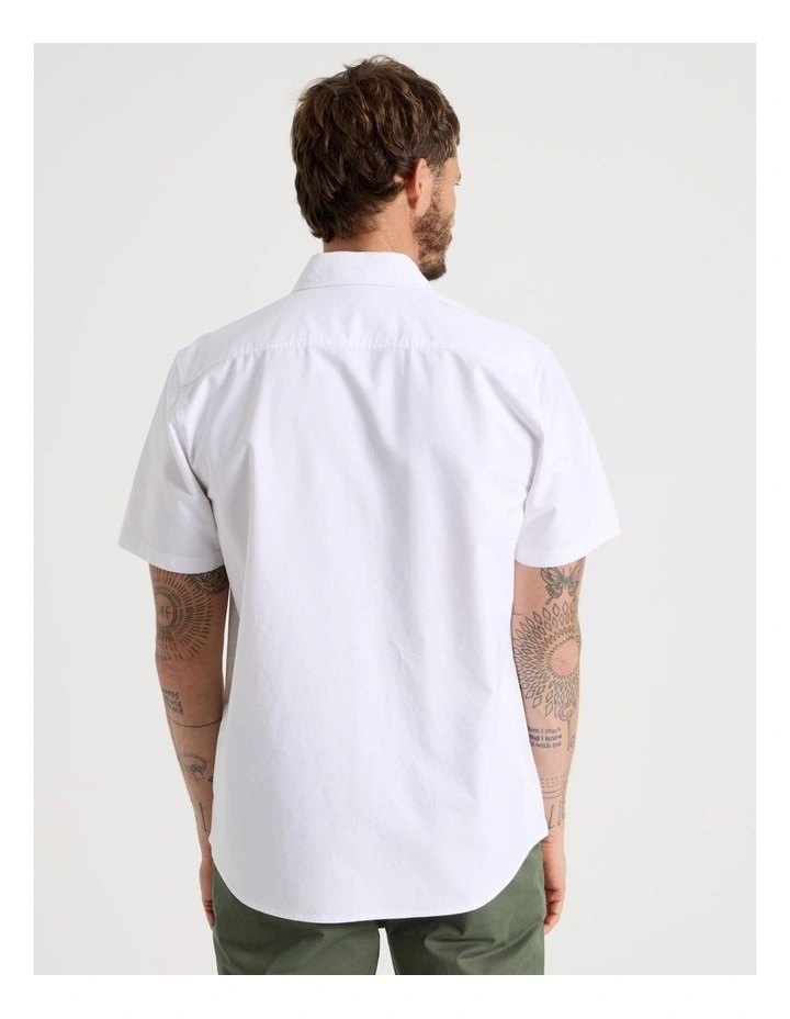 Oxford Cotton Short Sleeve Shirt in White image 6