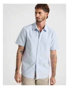 Oxford Cotton Short Sleeve Shirt in Light Blue