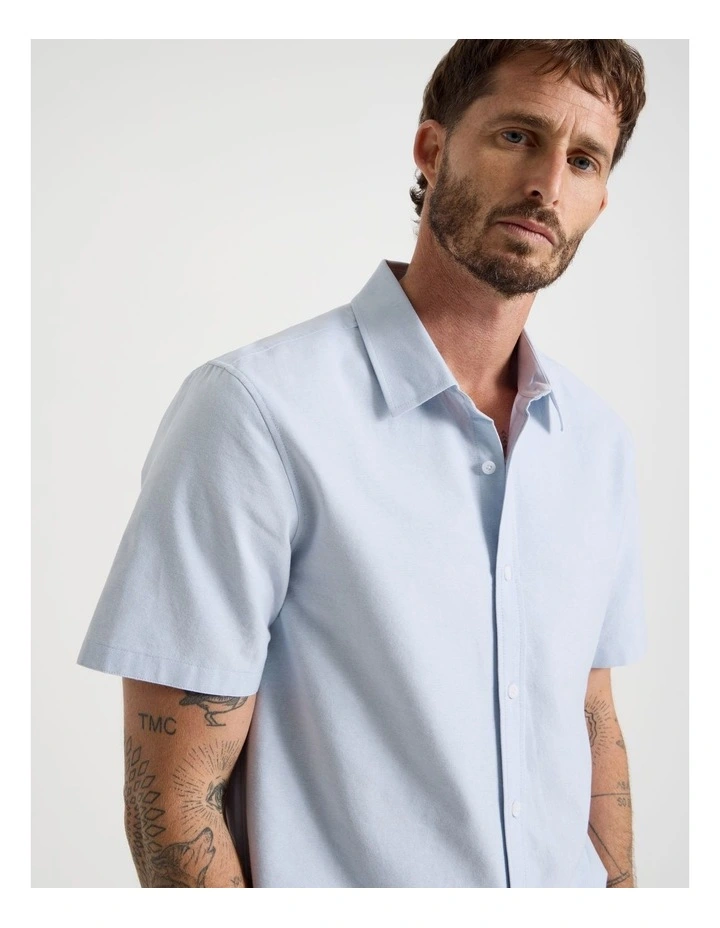 Oxford Cotton Short Sleeve Shirt in Light Blue image 2