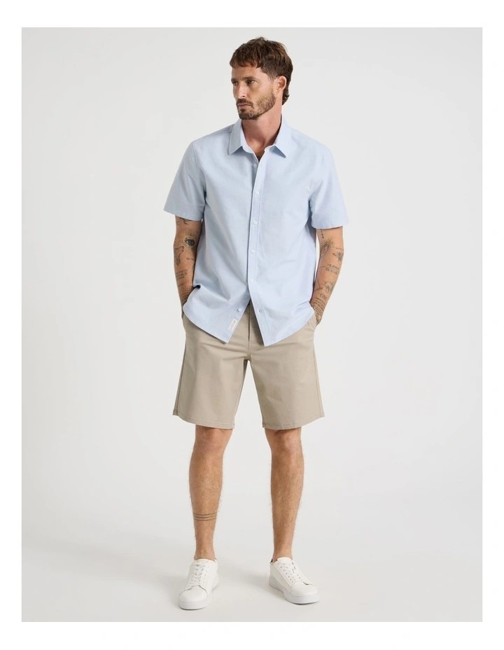Oxford Cotton Short Sleeve Shirt in Light Blue image 3
