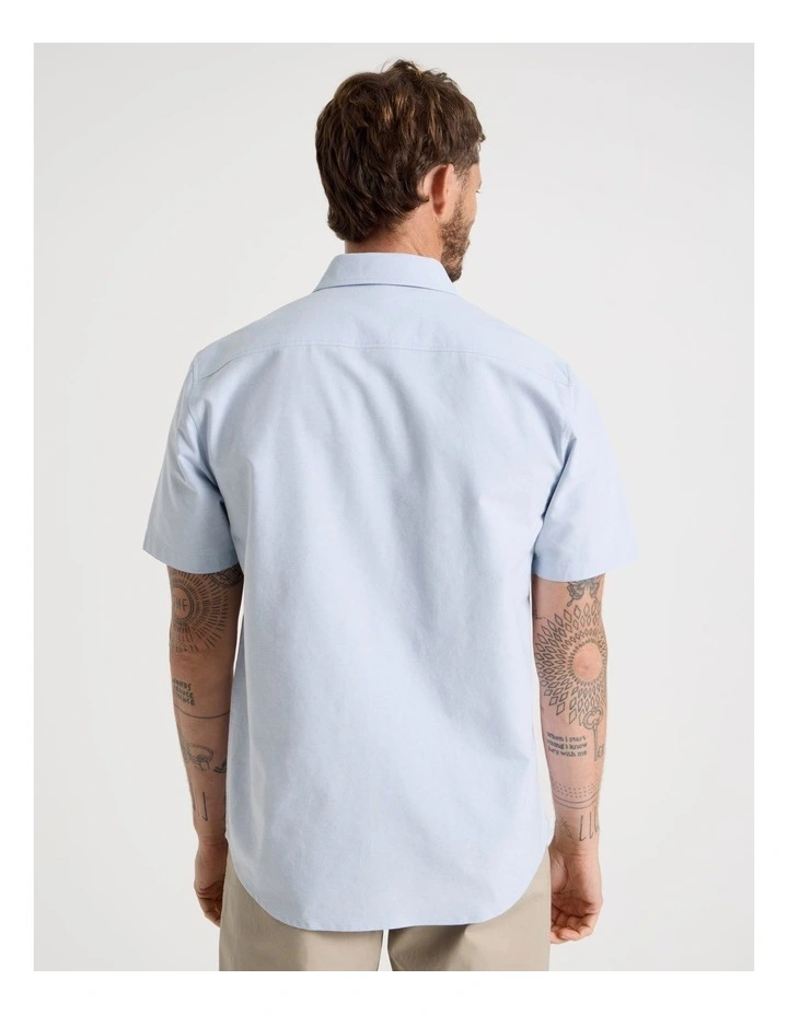 Oxford Cotton Short Sleeve Shirt in Light Blue image 5