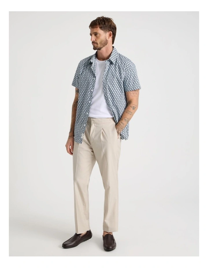 Short Sleeve Shirt in Blue Geometric Print image 3