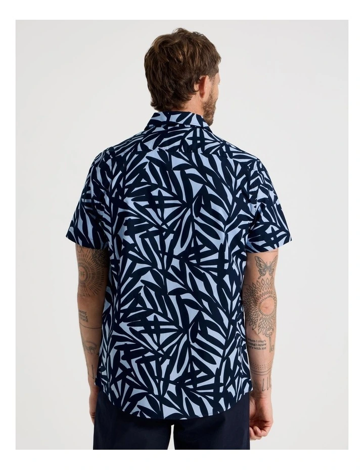 Short Sleeve Shirt in Navy Leaf Print image 6