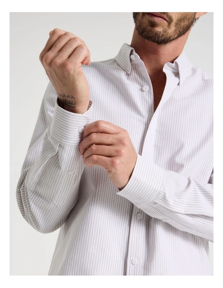Oxford Cotton Long Sleeve Shirt in Sand image 5