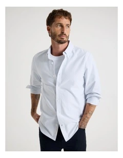 Oxford Cotton Long Sleeve Shirt in Blue