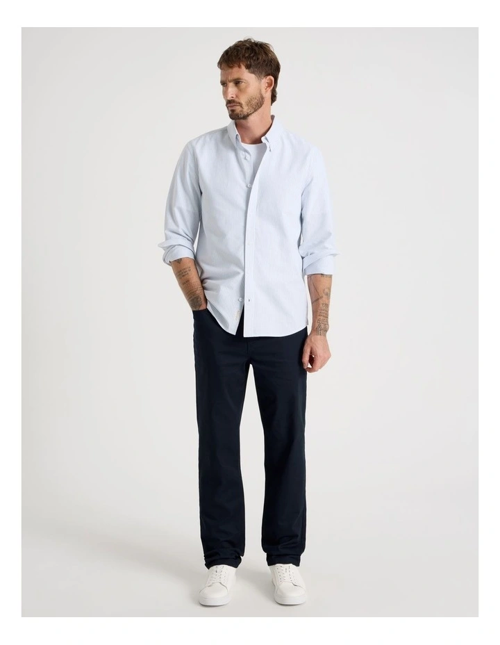Oxford Cotton Long Sleeve Shirt in Blue image 2